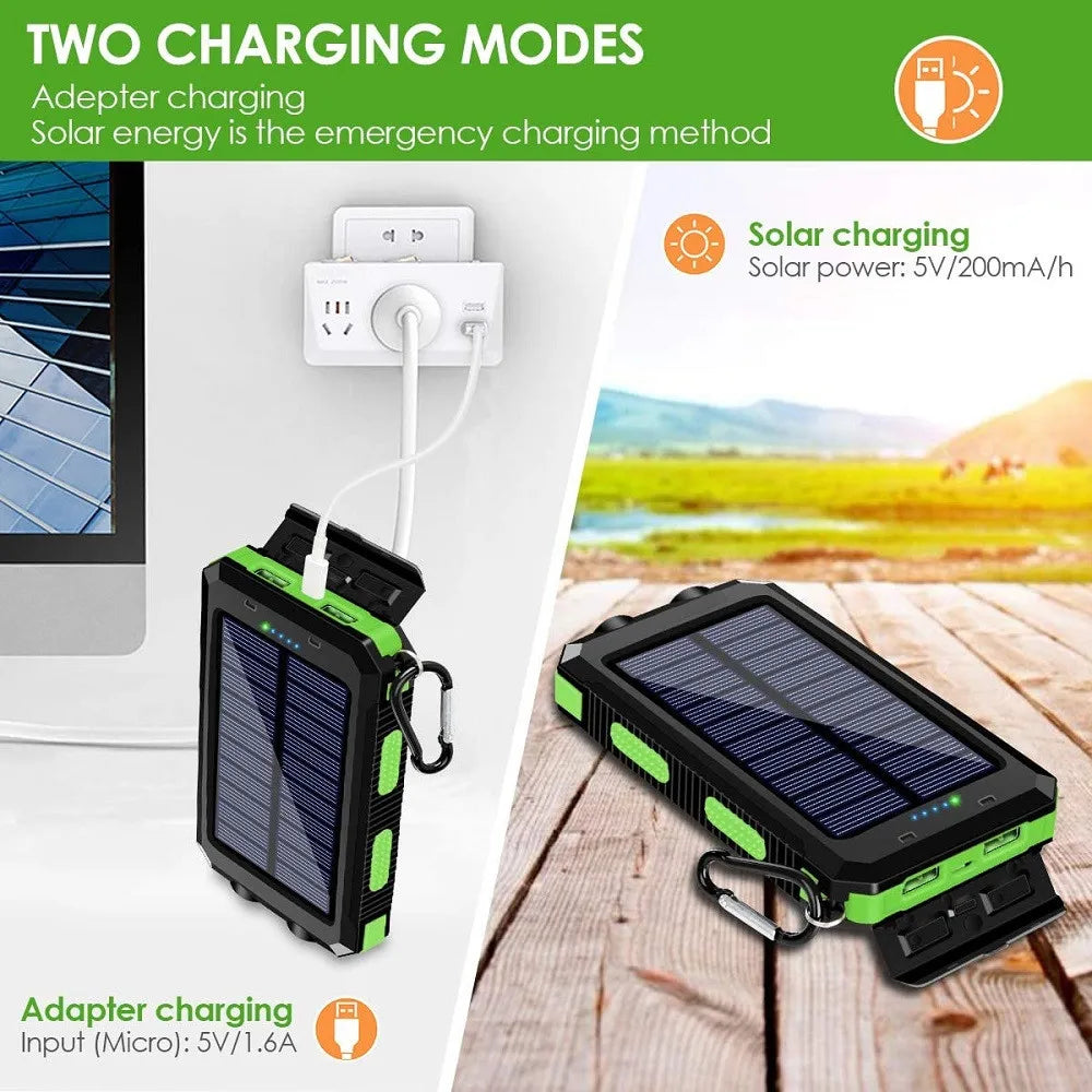 Solar Power Bank 80000mAh – Portable External Battery with LED Light