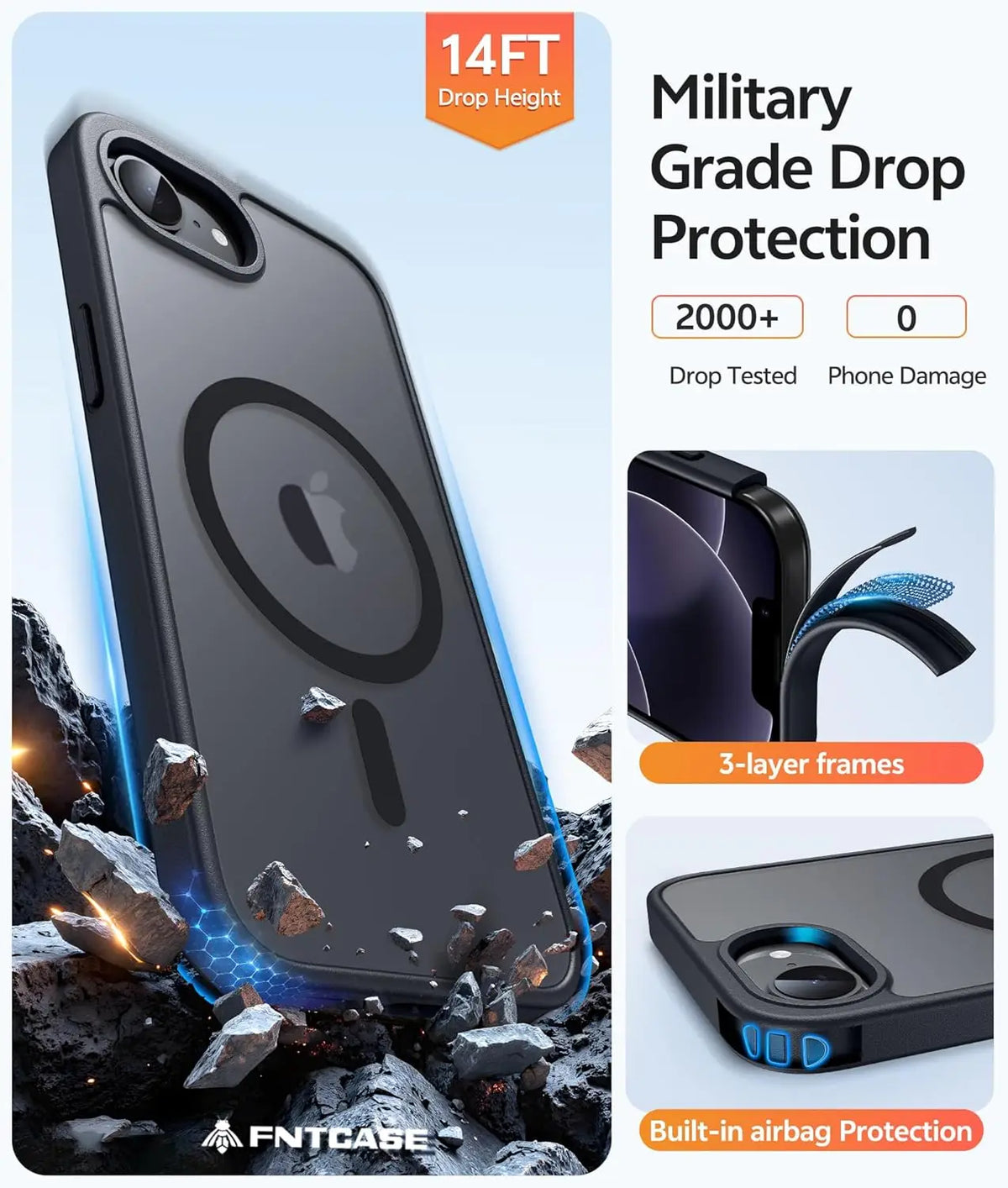 Magnetic Matte iPhone 16e / 17e Case – With Screen Protector Included