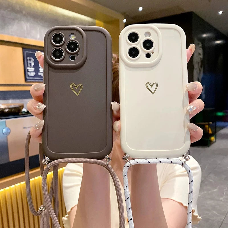 Crossbody Lanyard Silicone iPhone Case – Fits iPhone 11 to 17