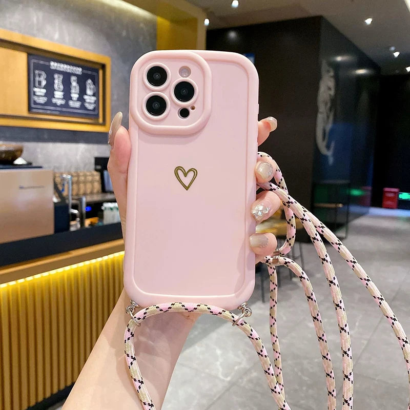 Crossbody Lanyard Silicone iPhone Case – Fits iPhone 11 to 17