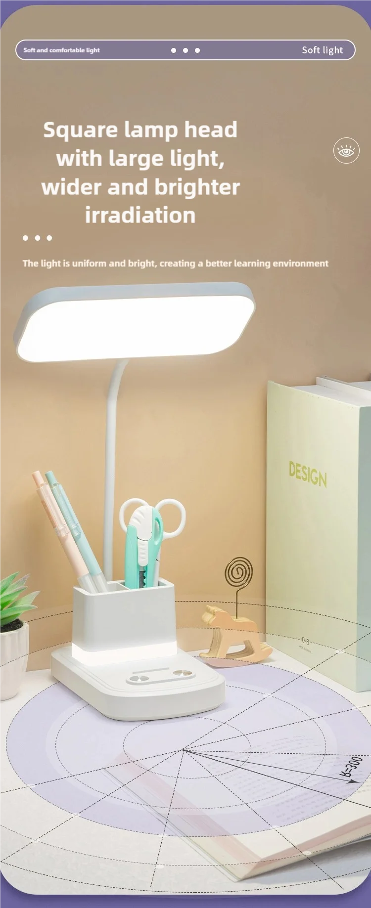 LED Desk Lamp with Night Light – USB Charging, 3 Color Temps, Dimmable