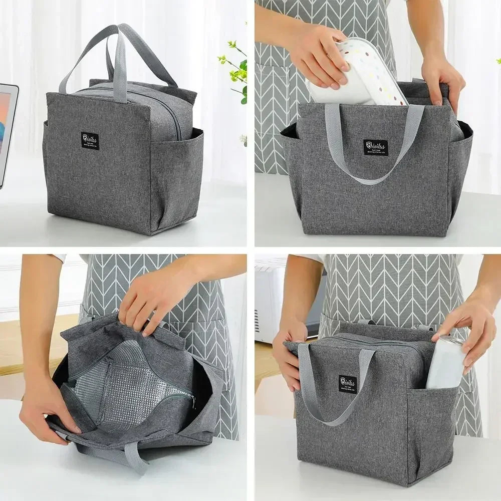 Double-Pocket Insulated Lunch Bag with Shoulder Carry