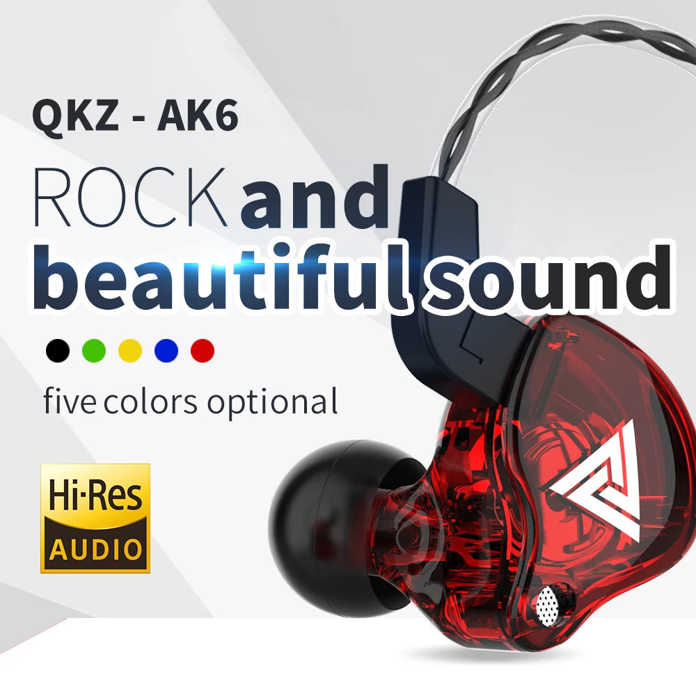 QKZ AK6 Wired Earphones – Deep Bass HiFi In-Ear Headphones