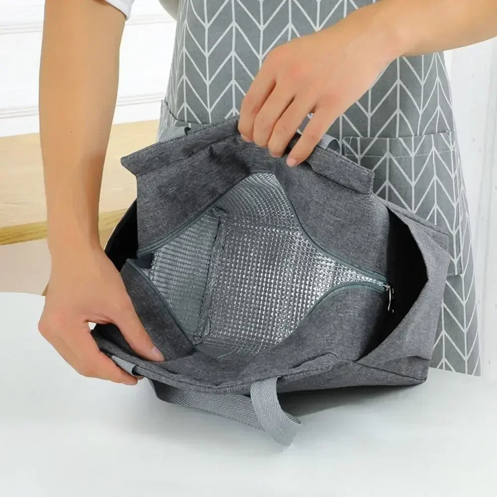 Double-Pocket Insulated Lunch Bag with Shoulder Carry