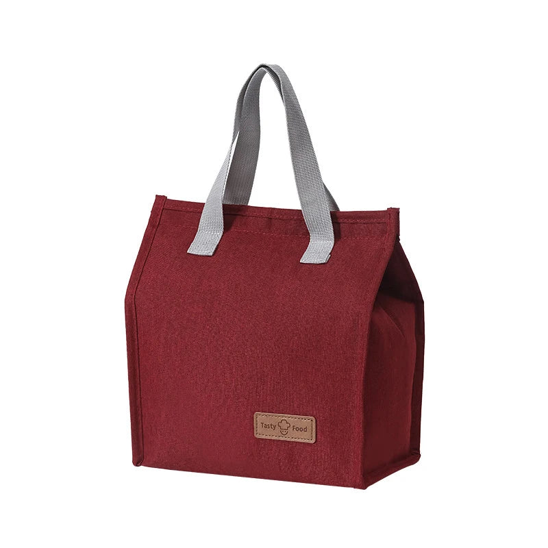 Lunch Bag Thermal Insulation Lunch Box Storage Handbag Solid Color Multifunctional Kid School Lunch Bags Picnic Food Pouch New