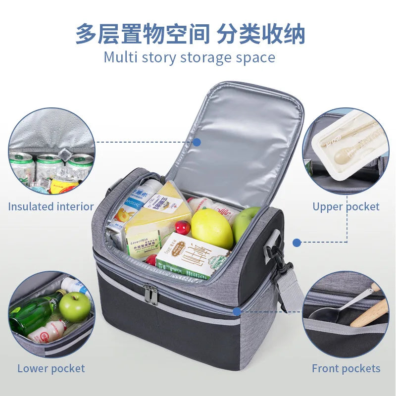 Lunch Box for Men Outdoor Heavy Duty Lunch Bags Work Leakproof Insulated Durable Thermal Cooler Bag Meal Camping Picnic