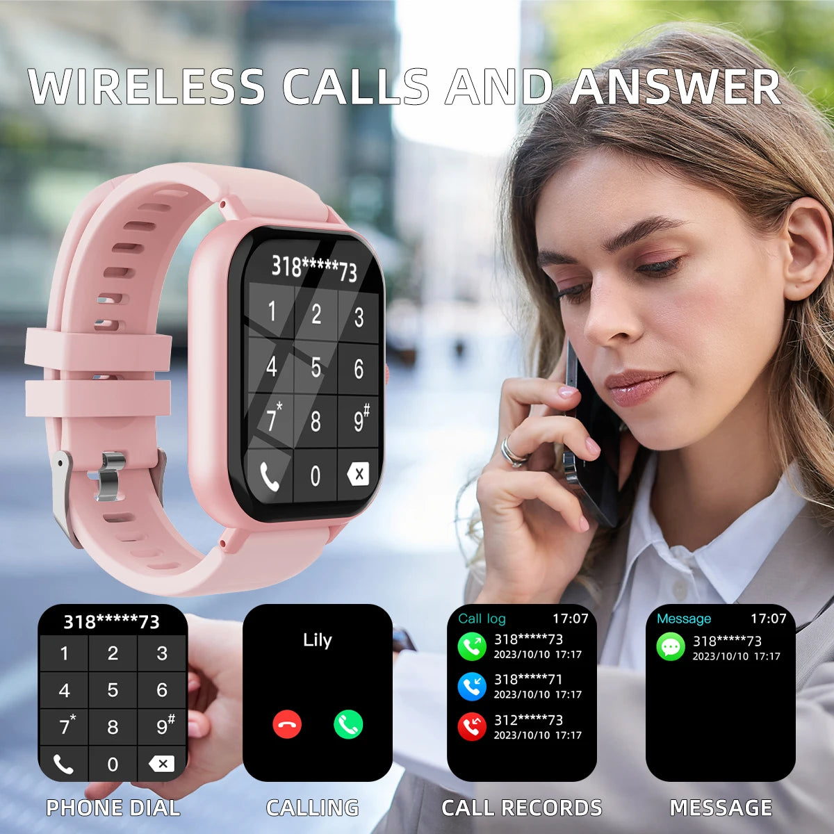 Bluetooth Smartwatch – Large Display, Fitness Tracking & Hands-Free Calling