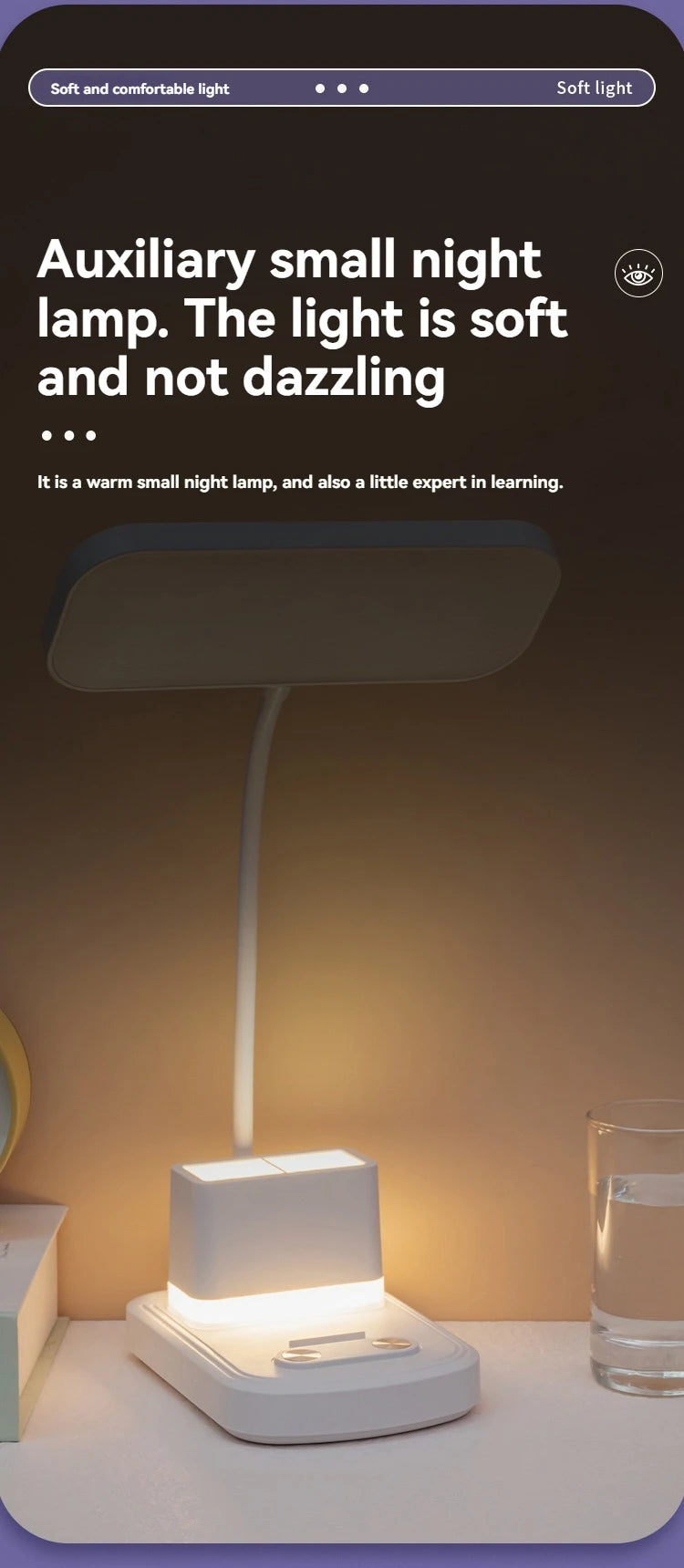 LED Desk Lamp – 3 Color Temperatures, Dimmable & USB Charging