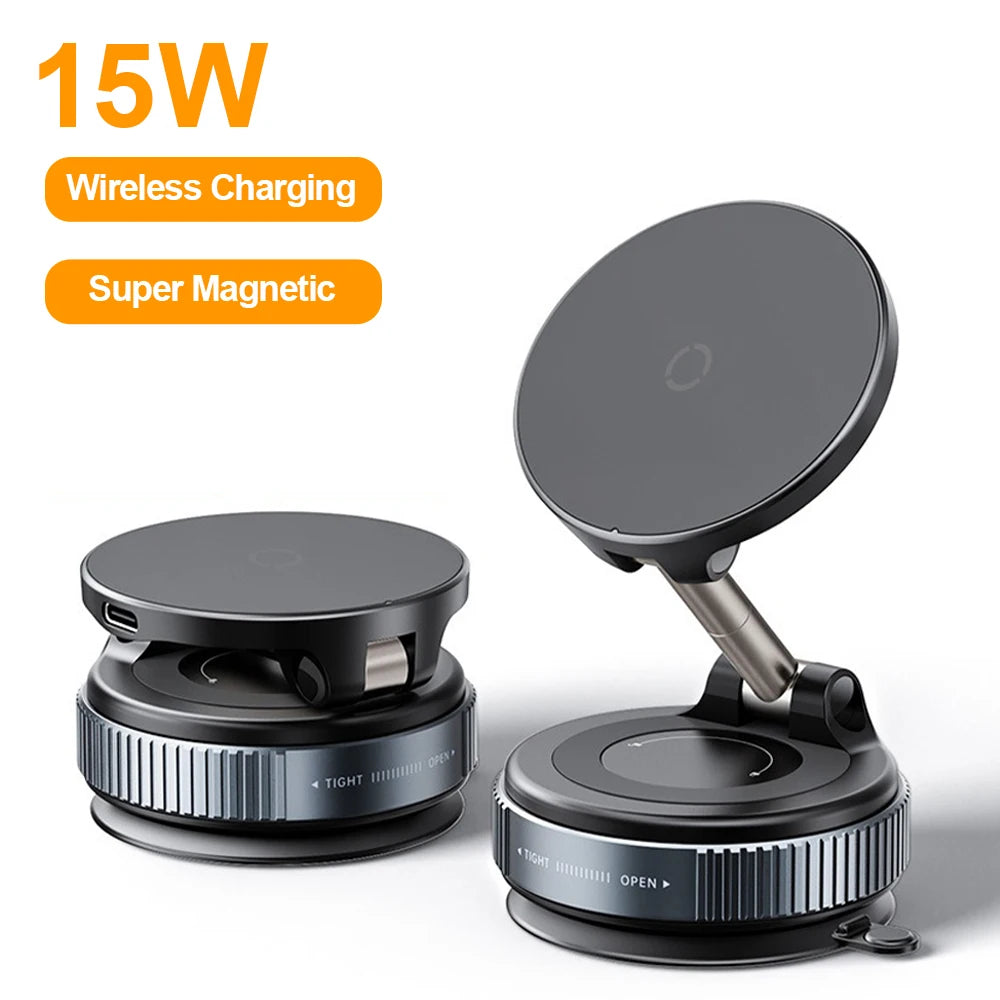 15W RGB Wireless Car Charger – Suction Cup Windshield & Dashboard Mount