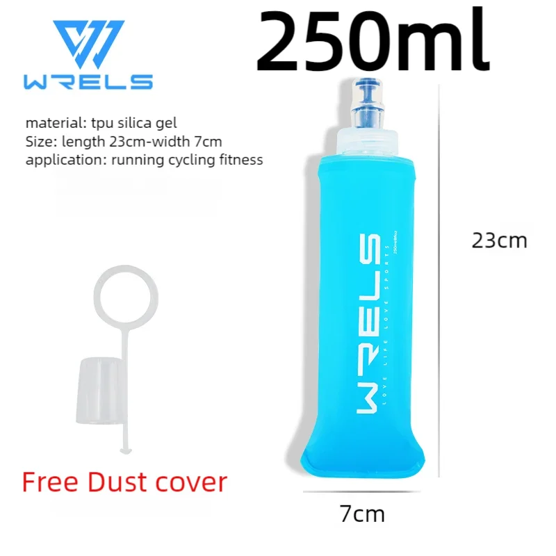 WRELS Sports Water Bottle Leak Proof Durable Soft Flask High Flow BPA Free Portable TPU Folding Water Cup Outdoor Running