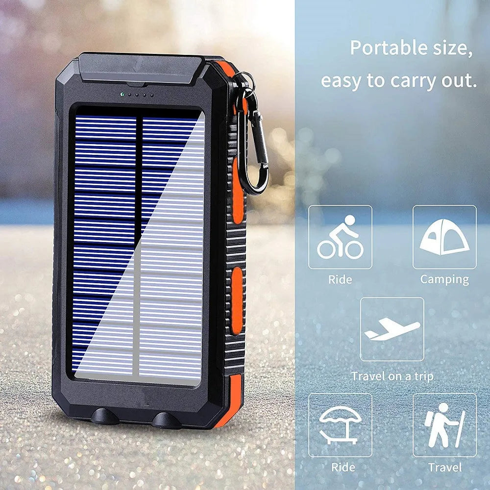 Solar Power Bank 80000mAh – Portable External Battery with LED Light