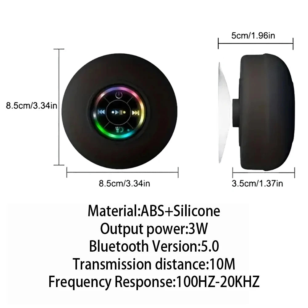 Portable Wireless Bluetooth Speaker – LED Lights & Suction Cup Mount