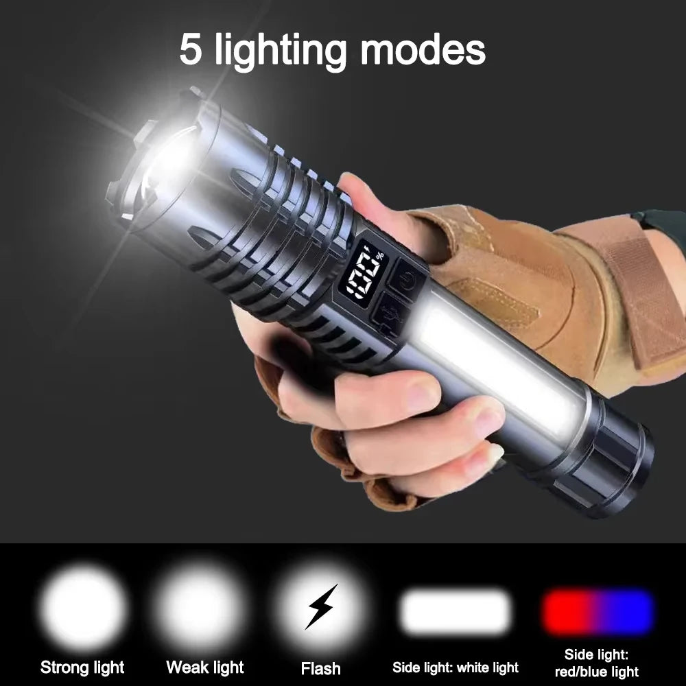 Super Bright Waterproof Tactical Flashlight – Rechargeable LED Torch