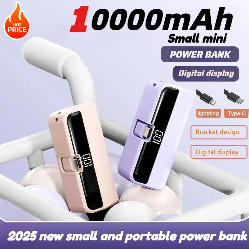 Mini Portable Power Bank with Digital Display & Phone Stand – Compact Charger